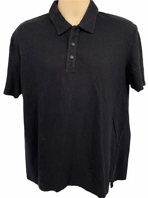 Elie Tahari Black Linen Blend Short Sleeve Polo Shirt Mens Size Large J550D511 - Image 1 of 4