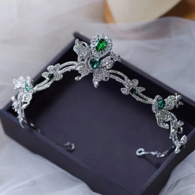 Diademas de mujer de cristal verde princesa tiara tocados corona de fiesta Foto 1 de 4