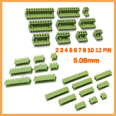 Green PCB Terminal Block Connector KF2EDGK 5.08mm Pitch 2/3/4/5/6/7/8/10/12 Pin - Image 1 of 4