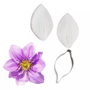 3pcs Dahlia Flower Fondant Petal Veining Silicone Mould Stainless Steel Cutters - Picture 1 of 8