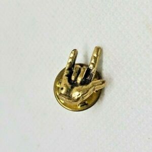 Vintage Rare Rock Hand Sign Lapel Brooch Hat Pin Collectible Realistic Button