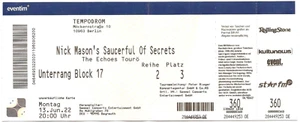 Nick Mason (Pink Floyd) Concert 2022 Berlin Ticket /Konzertkarte /Eintrittskarte - Bild 1 von 2