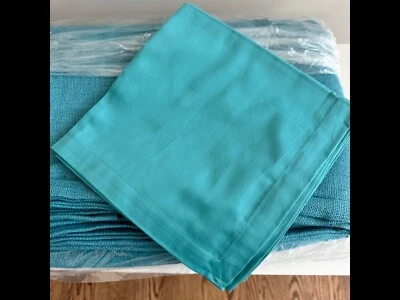 Toalha de mesa redonda Wisteria Teal Burlap 120” e 4 guardanapos de algodão caixa e barril NOVO - Imagem 1 de 4