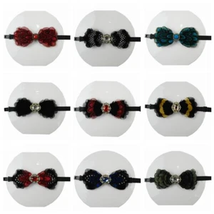 Papillon Decorativo Per Matrimonio In Finta Piuma Con Strass - Foto 1 di 24