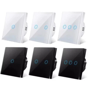 Interrupteur tactile LED en verre , Smart Wall Touch Light Switch WIFI 1/2/3 - Imagen 1 de 15