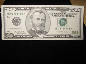 $50 Dollar Bill 1996 Series Star Replacement note. AU Condition. Must See! - Picture 1 of 10