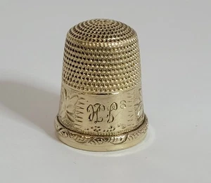 Simons Bros Gold Wash Thimble Leaves & Berries Monos vintage / antique - Picture 1 of 5