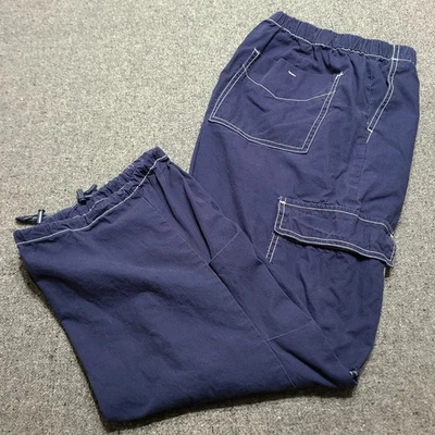 Kensie 牛仔裤女式 6 28 中号蓝色降落伞工装裤宽松作物宽腿  — 第 1/4 张图片