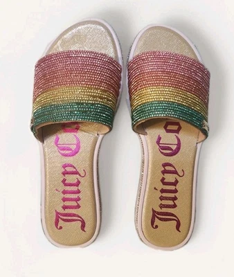 Juicy Couture Yummy Rainbow Slides Bling Sandals Size 7.5 - Image 1 of 4