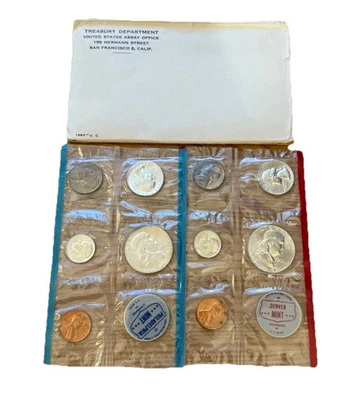 1963-P&D U.S Mint 10 Coin Uncirculated Set (6)90% Silver Coins OGP - Image 1 of 3