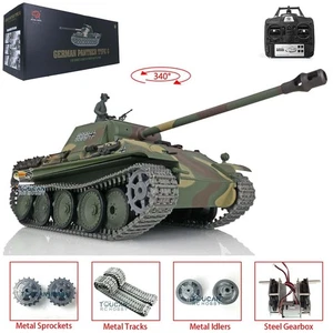 Henglong Panther G 3879 1/16 7.0 RTR RC Tank Metal Tracks IR BB Smoking Sound - Picture 1 of 12