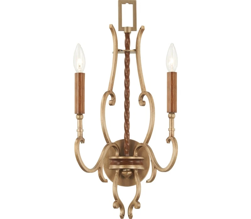 Tocador Metropolitan Magnolia Manor, 2 luces 120 vatios totales, oro pálido Foto 1 de 1