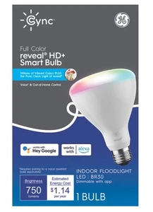 GE Cync Full Color Reveal HD + Smart Bulb - Indoor Floodlight LED - BR30 - Picture 1 of 14
