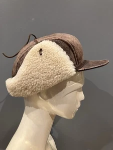 Vintage Shearling Trapper Hat Sheepskin Large 60s 70s Excellent Condition - Picture 1 of 10