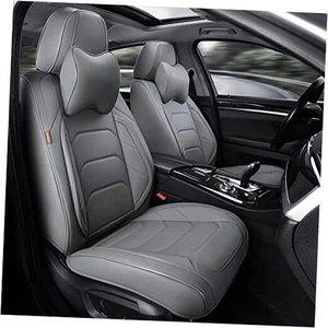 Grey Car Seat Covers Breathable Leather Automotive Front Pair Graceful Gray - Picture 1 of 7