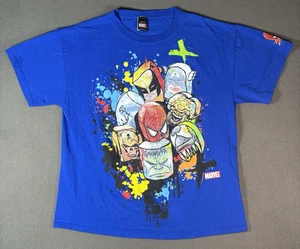 Vintage Marvel Spiderman & More Graffiti Spell Out Print T-Shirt Blau Gr. XL - Bild 1 von 10