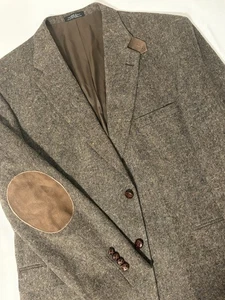 Vintage Stafford Wolle Tweed Blazer Herren 46 L Ellenbogen Patches Sport Mantel Schlaufenkragen - Bild 1 von 20