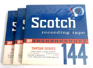 3 NOS Sealed Scotch Recording Tape Tartan Series 144 1/4" x 2400 ft, 7" Reel 3M - Picture 1 of 7