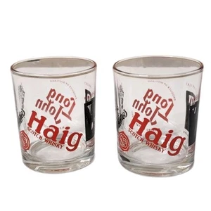 2 x Whisky Bar Glasses Vat69 Long John Ballantines Red Bar Glass - Picture 1 of 6
