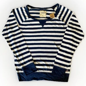 Hollister Long Sleeve Top/Lightweight Jumper | Navy & White Striped Sz Med NWT - Picture 1 of 5