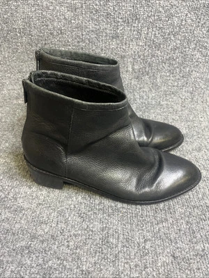 LOEFFLER RANDALL Mujer Felix 9.5 B Negro Cuero Cremallera Trasera Chelsea Botines Foto 1 de 4