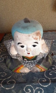 FUKUSUKE Antique Figurine Japanese MEIJI Era LUCKY GOD Pottery Statue 7.4 inch - Picture 1 of 24