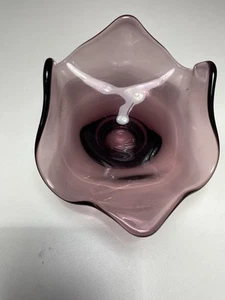 Vintage Viking Style Glass Bowl Amethyst Hankerchief Purple - Picture 1 of 6