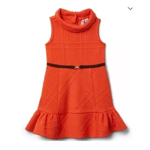 Janie & Jack Girls’ Jacquard Sweater Dress-Orange Size:8 - Picture 1 of 7