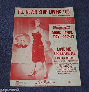 Vintage 1955 I'll Never Stop Loving You Noten Doris Day James Cagney - Bild 1 von 3