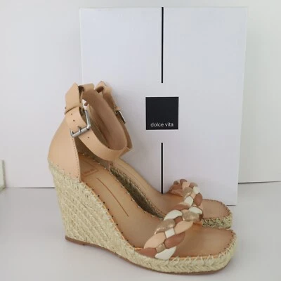 Sandalias de cuña Dolce Vita Nilton alpargata de cuero trenzado natural 8,5 Foto 1 de 4