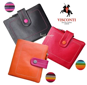 Cartera pequeña de cuero suave delgada doble pliegue diseño de calidad Visconti nueva en caja M77 - Imagen 1 de 17