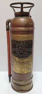 ANTIQUE BADGER'S FIRE EXTINGUISHER Copper Body-Embossing Brass Plate - Picture 1 of 8