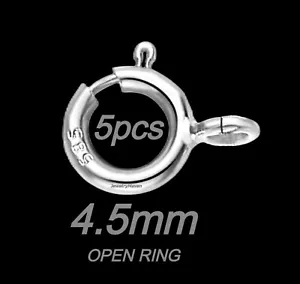 (5) PAQUETE DE CINCO broche de anillo de resorte de oro macizo blanco de 14 k de 4,5 mm salto RODIO ABIERTO - Imagen 1 de 5