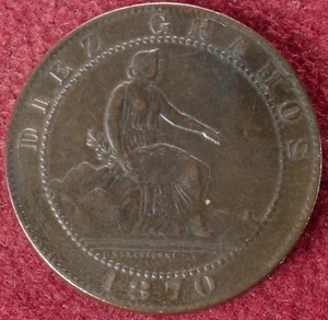 Spain 10 Centimos 1870 (E2506) - Picture 1 of 2