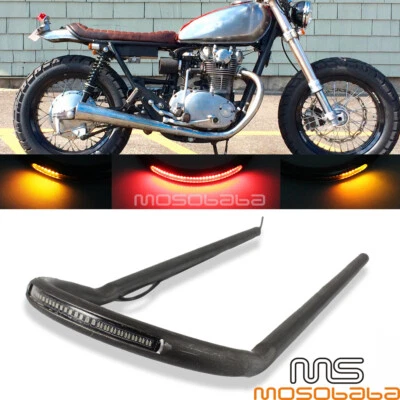 Cafe Racer Style Retro Upswept Rear Seat Hoop 1'' Frame Loop w/ LED Brake Light - Image 1 of 4
