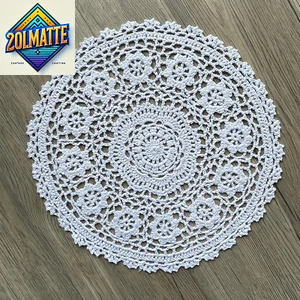 round Placemats Handmade Doilies Crochet Lace Knitted Coasters for Fa - Picture 1 of 12