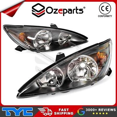 Fits Toyota Camry CV36 2002~2004 Set / Pair LH + RH Head Light Front Lamp Black - Image 1 of 4