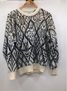 Men's Gitano White Vintage Tight Knit Sweater 80s 90s - Size Large - Picture 1 of 8