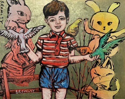 DAVID BROMLEY Children Series "Imaginary Friends" Polymer on Canvas 120 x 150cm - image 1 of 4