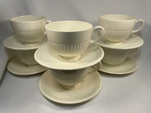 WEDGWOOD OF ETRURIA & BARLASTON~EDME 2-3/4" 6-Cups-6-Saucers Ivory Ribbed~E - Picture 1 of 14