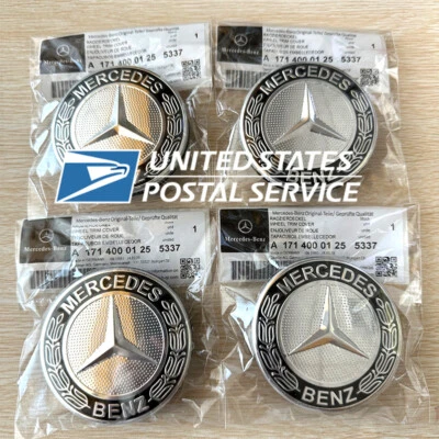 Tapacubos centrales de llantas de aleación azul 75 mm para Mercedes-Benz A B C E S SL GLC GLE GLS CLS Foto 1 de 4