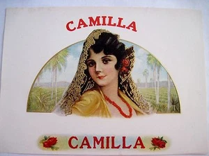 Gorgeous Vintage Advertising Label "Camilla" w/ Spanish Woman w/ Gold Lace * - Picture 1 of 2