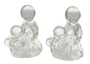 Set of 2 Mikasa German Clear Glass Crystal 6.5" Choir Angels Figurines - Picture 1 of 10