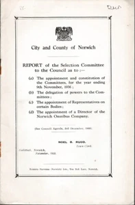 Norwich Selection Committee Report On Constitution Of Committees, 1935 Booklet - Picture 1 of 1