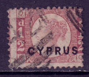 CYPRUS — SCOTT 1 — 1880 ½d ROSE QV, PLATE 19 — USED — SCV $950 - Picture 1 of 2