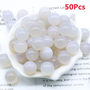 50Pcs 16mm Natural White Agate No Hole Undrilled Stone Round Ball Beads HT431 - Picture 1 of 5