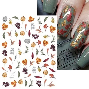 NAIL STICKERS FLOWERS TULIPS Adesivi decalcomanie nail art autunno inverno foglie di acero (933)