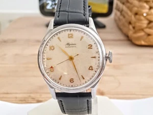 1950s GENTS STEEL ALPINA 584 BUMPER AUTOMATIC GOOD RUNNING WATCH FOR REPAIR - Picture 1 of 20