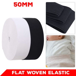 50mm Flat Elastic Cord for Sewing Tailoring Dressmaking Black/White 1-25 Metres - Picture 1 of 12