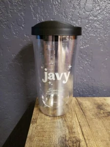 Javy Double-Wall Clear Travel Tumbler With Black Lid 14 oz - NEW - Picture 1 of 4
